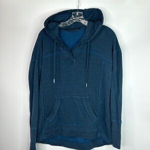Gramicci Funday Fleece Vneck Organic Cotton Blue Hoodie Size Large